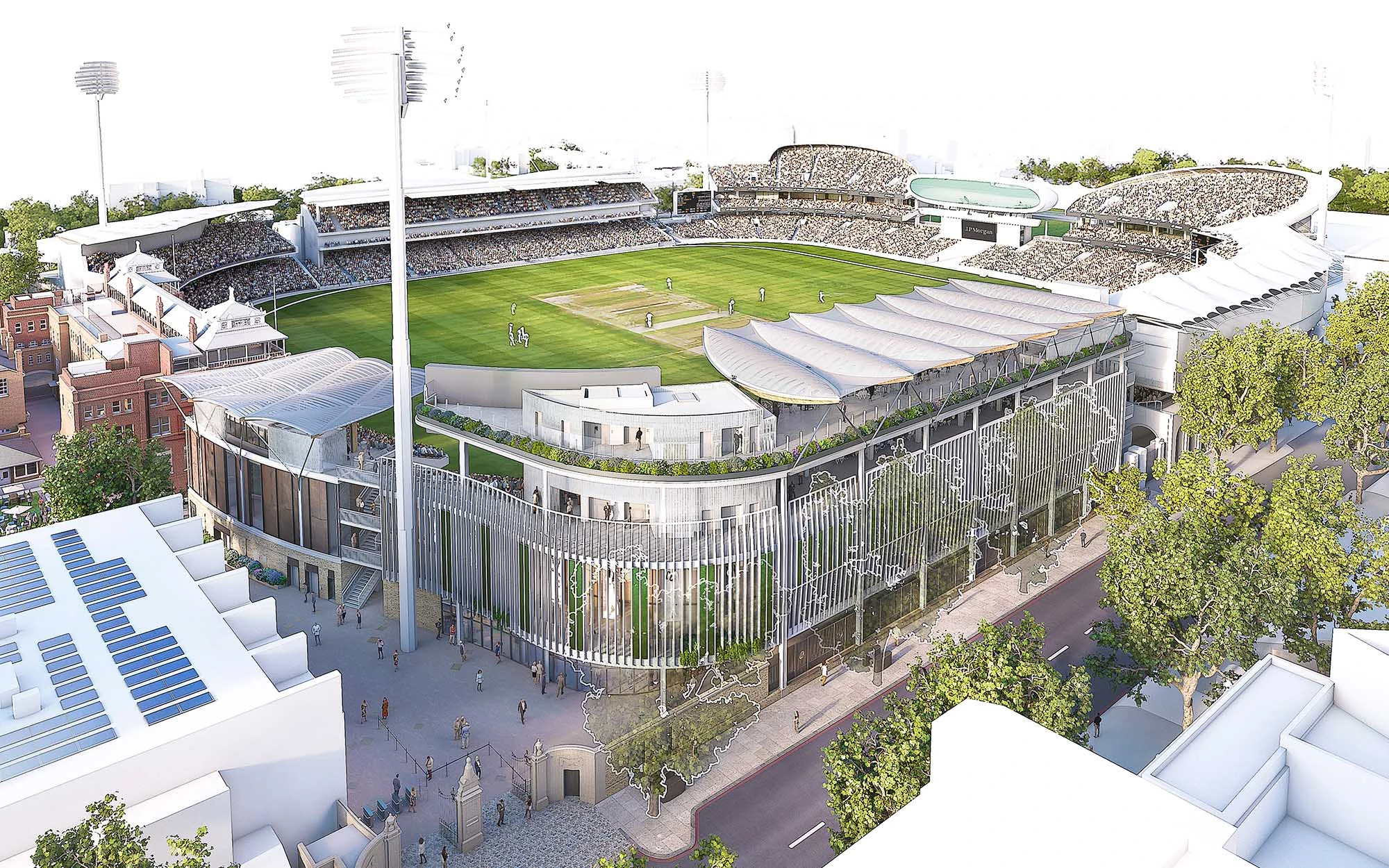 Aerial view of Tavern and Allen Stands at Lord's Cricket Ground