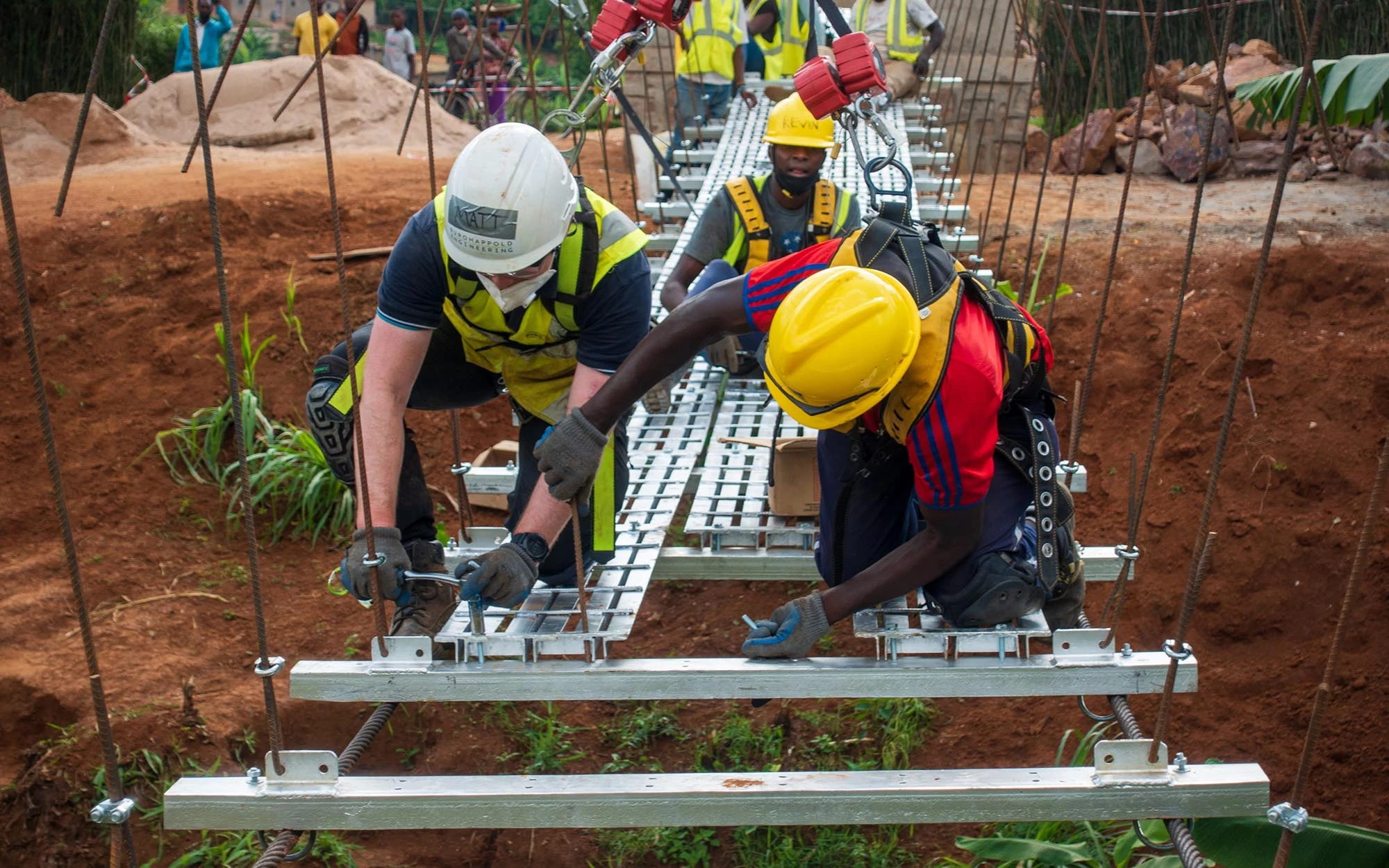 construction of the rwanda foot bridge