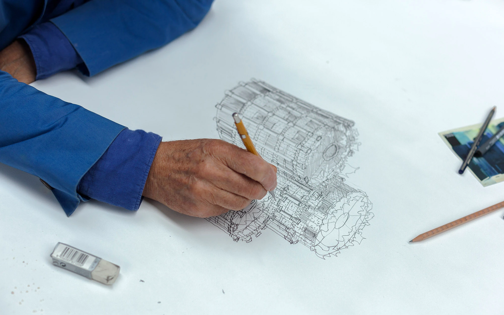 chris wilkinson sketching the gasholders