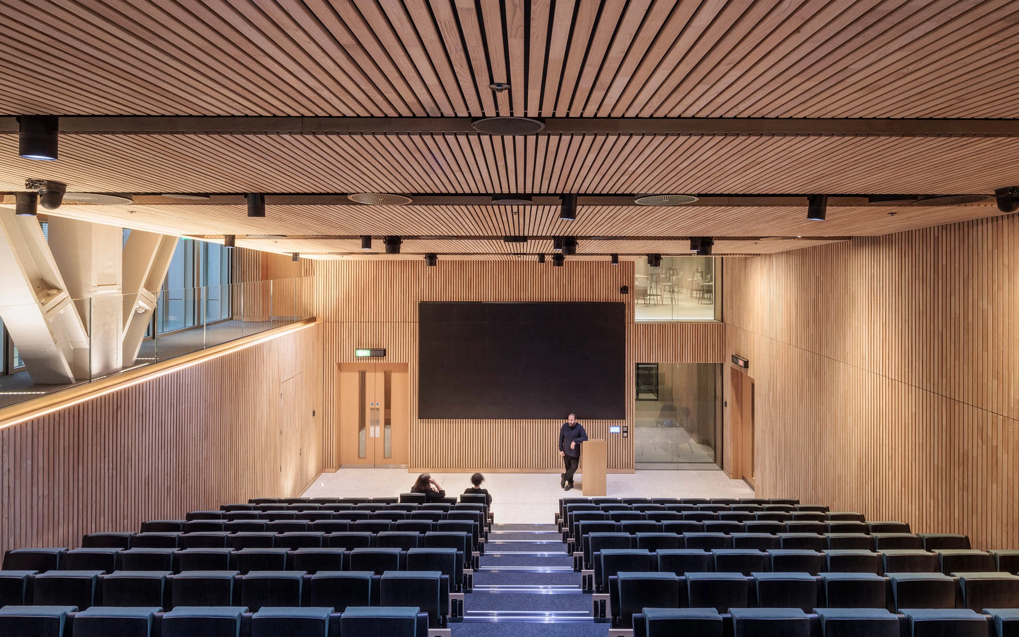 Interior of the Think Tank auditorium with a view looking towards the stage
