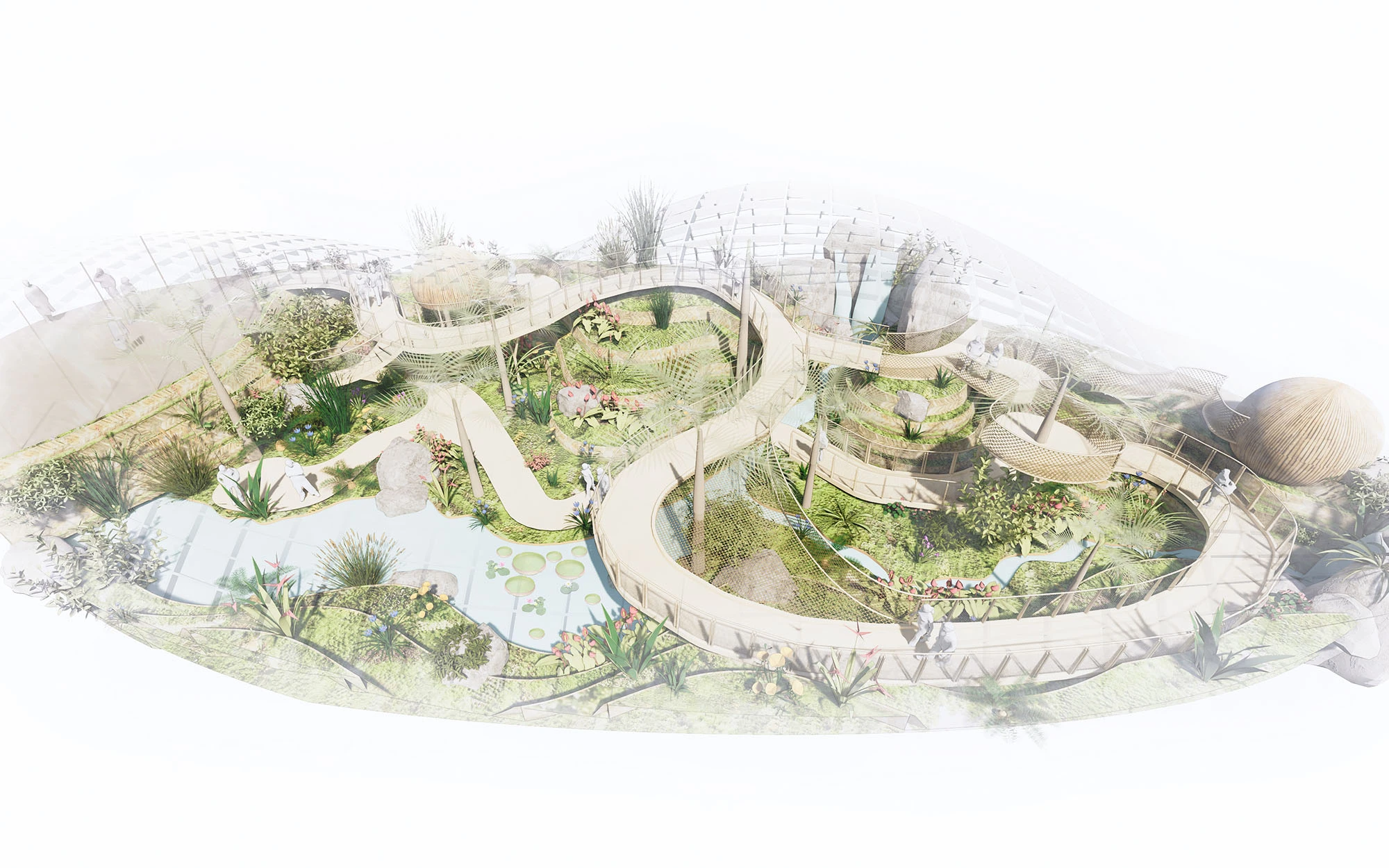 Interior render of Aldin Biodomes