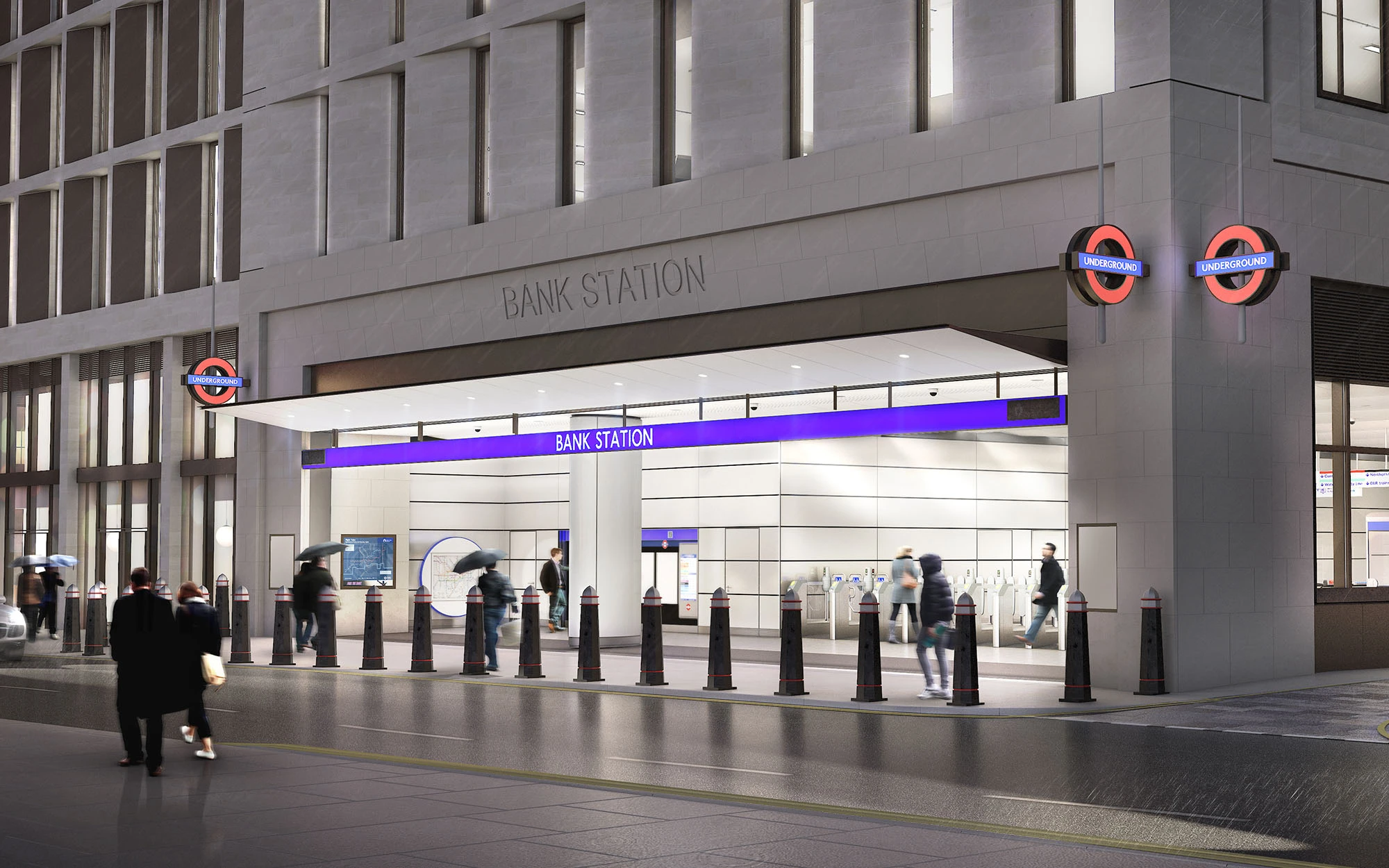 Exterior render of Bank Station