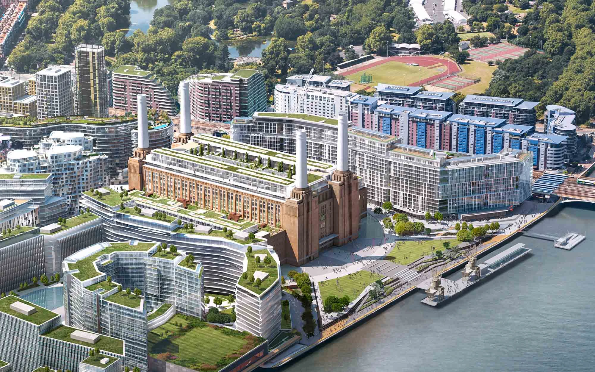 Render of Battersea Power Station showing masterplan