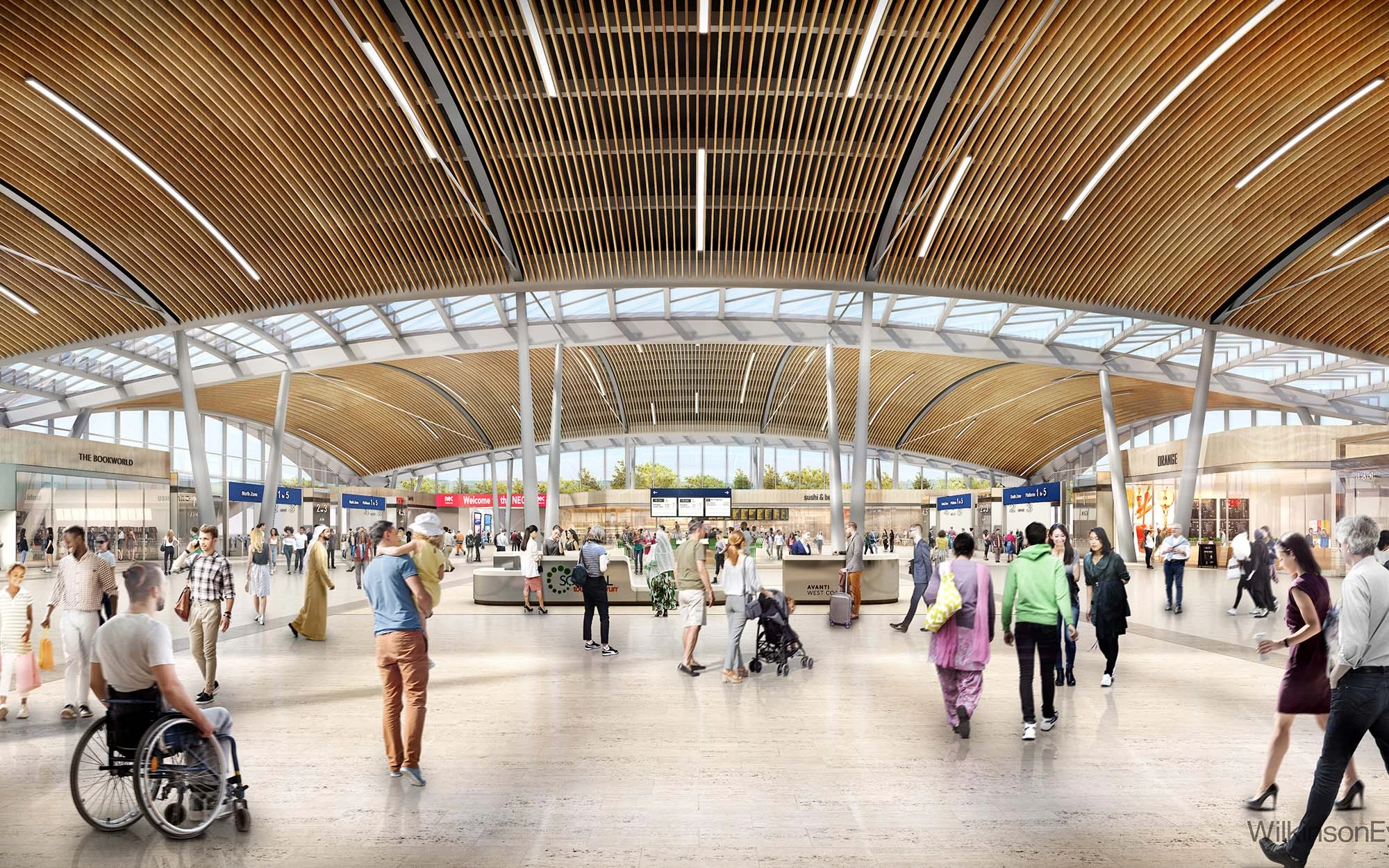 Interior render of Birmingham International Station