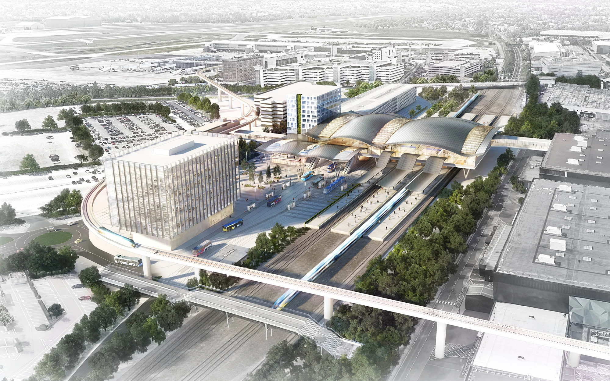Aerial view of Birmingham International Station