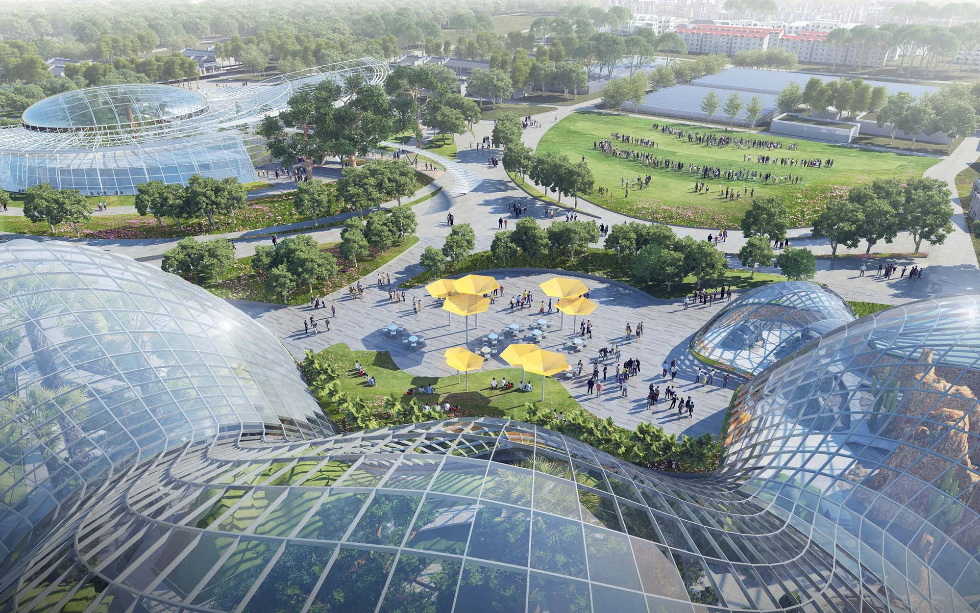 Aerial render of China National Botanical Gardens