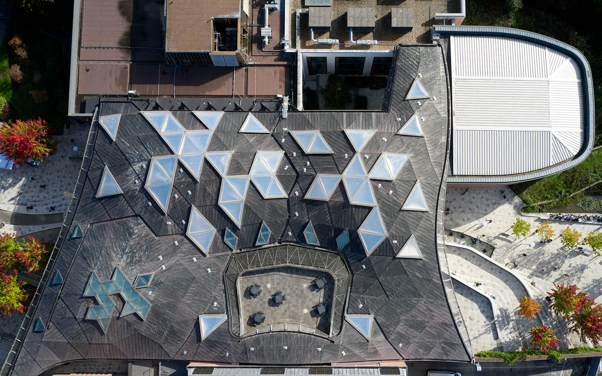 aerial view of the Forum roof