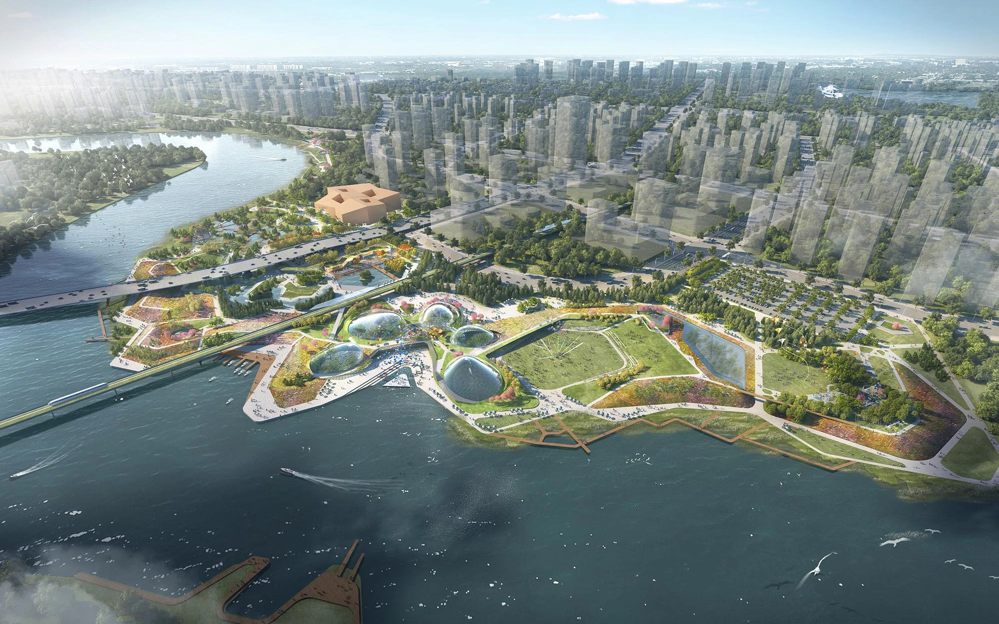 Aerial render of Friendship Park