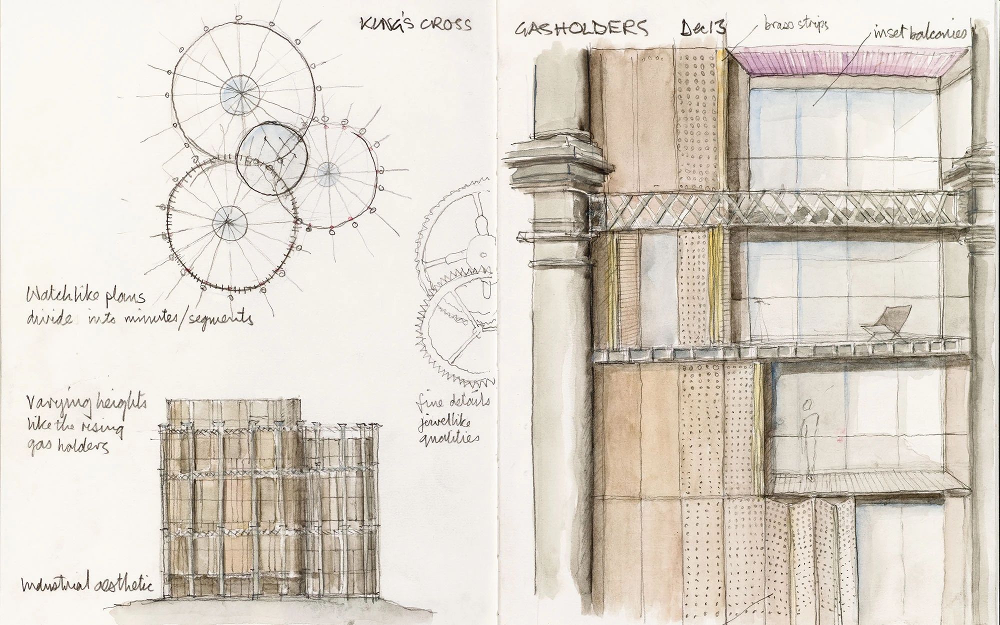 Early concept sketch of gasholders
