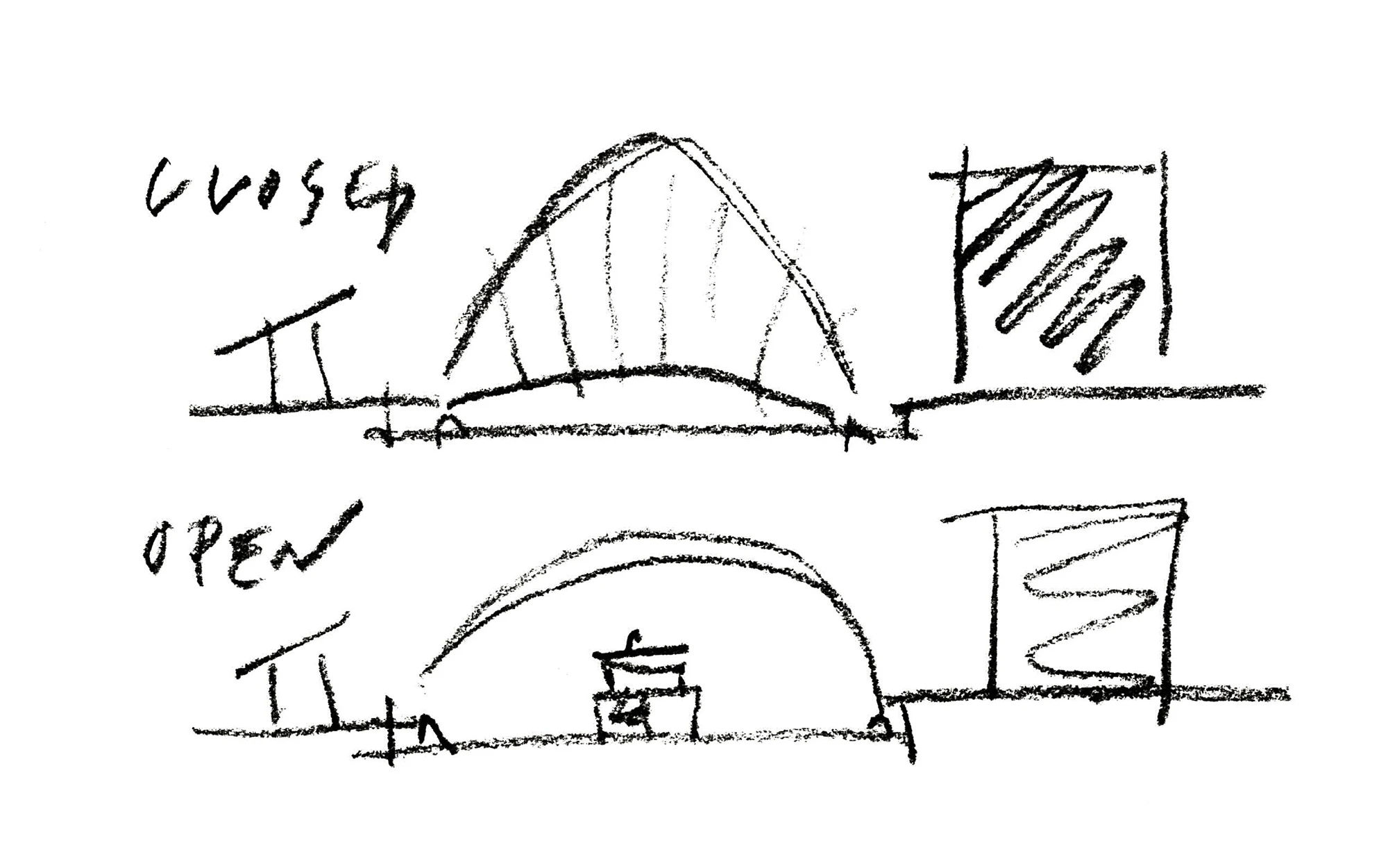 Concept sketch of Gateshead Millennium Bridge