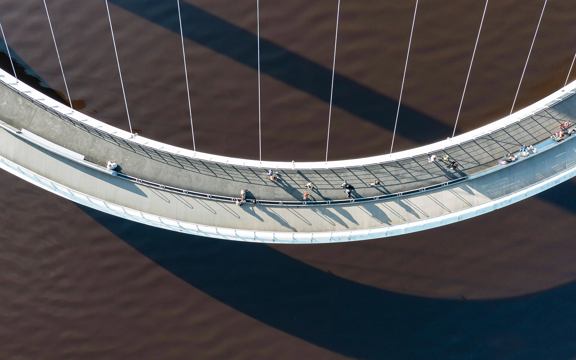 aerial view of Gateshead Millennium Bridge