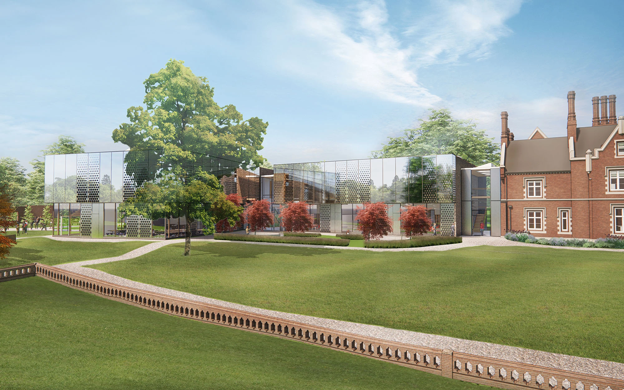 Render of Holt Hall with mirrored cladding