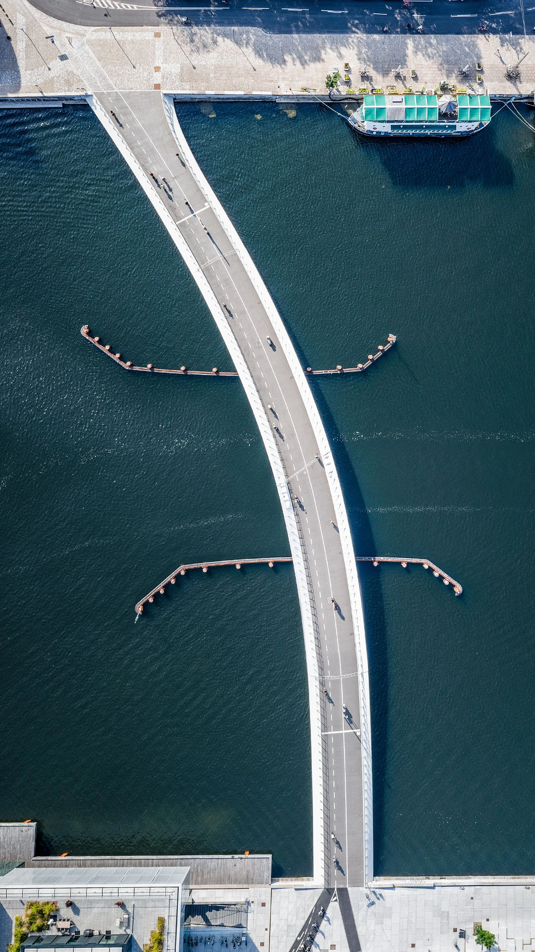 aerial view of Lille Langebro Bridge
