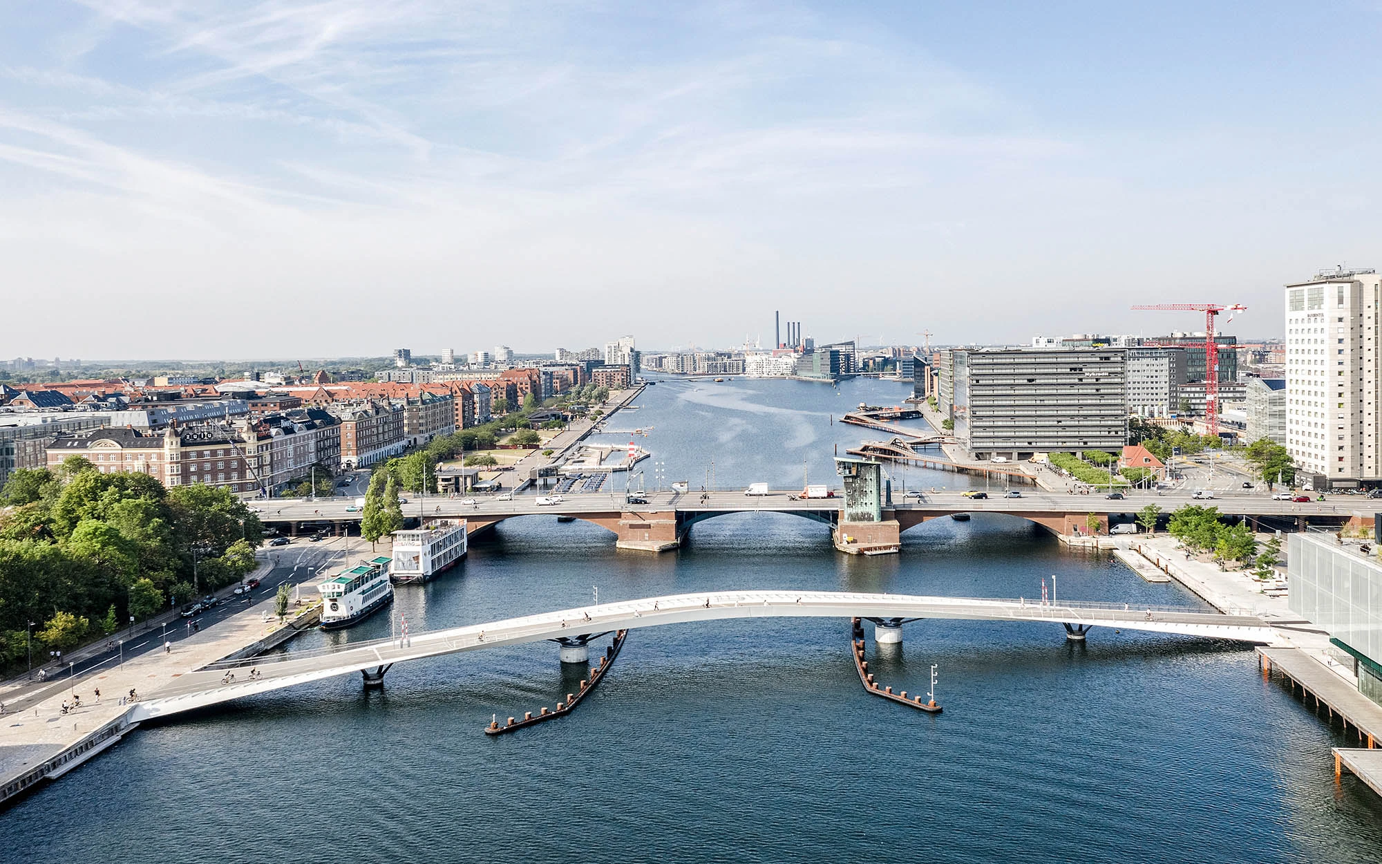 aerial view of Lille Langebro Bridge