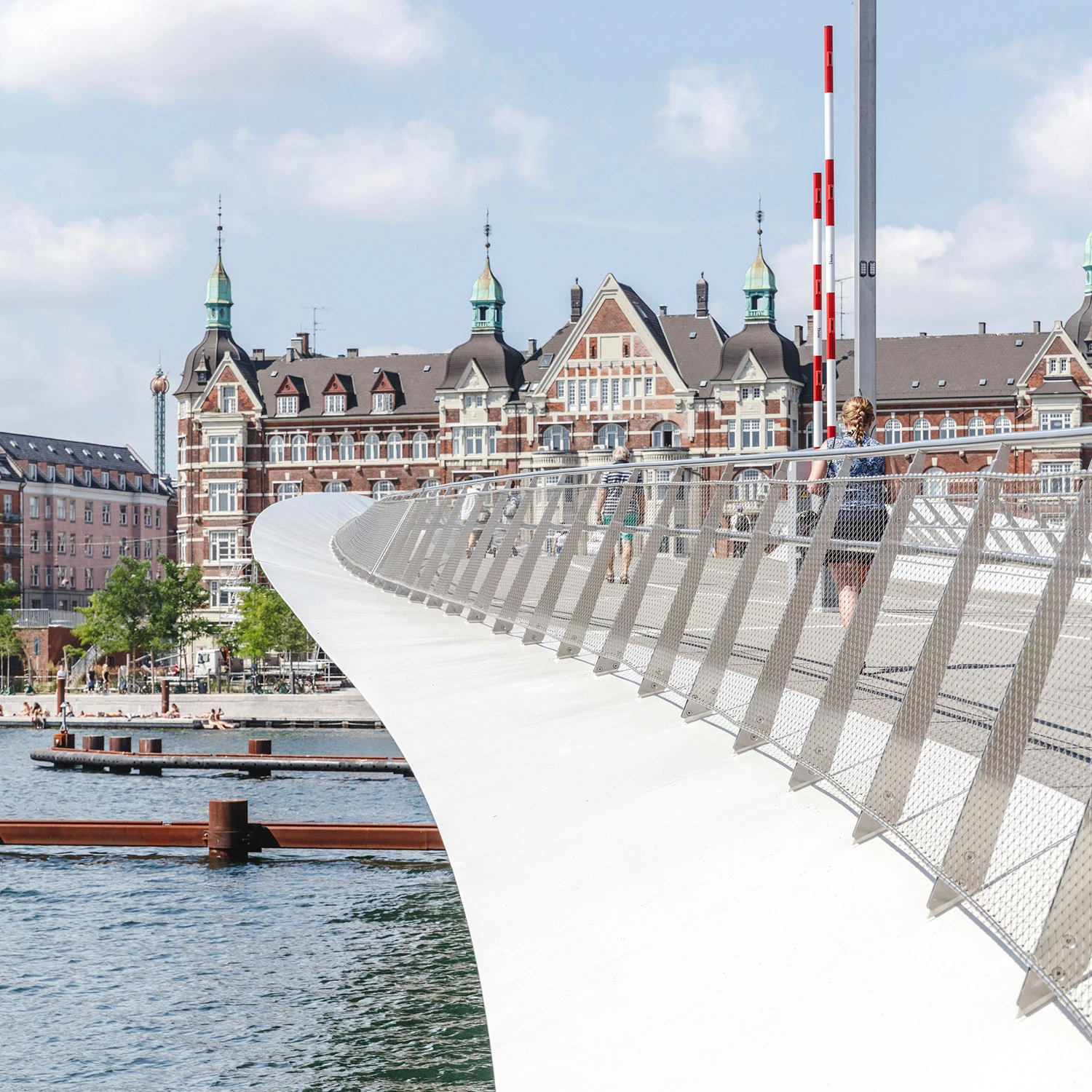 Street level view of Lille Langebro Bridge