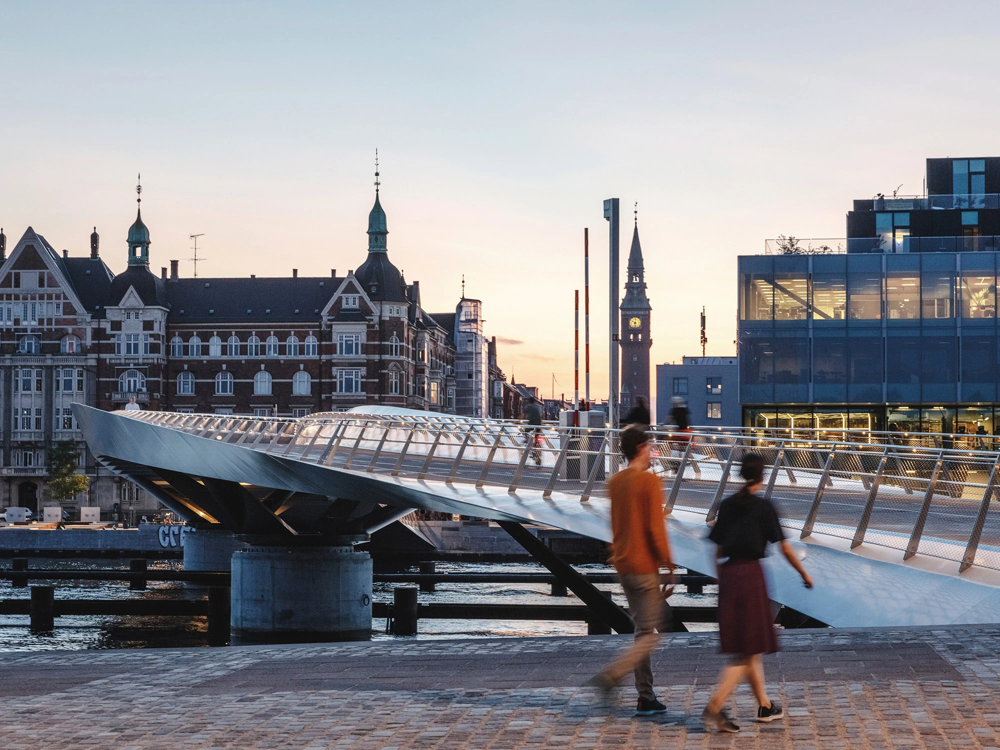 Street level view of Lille Langebro Bridge