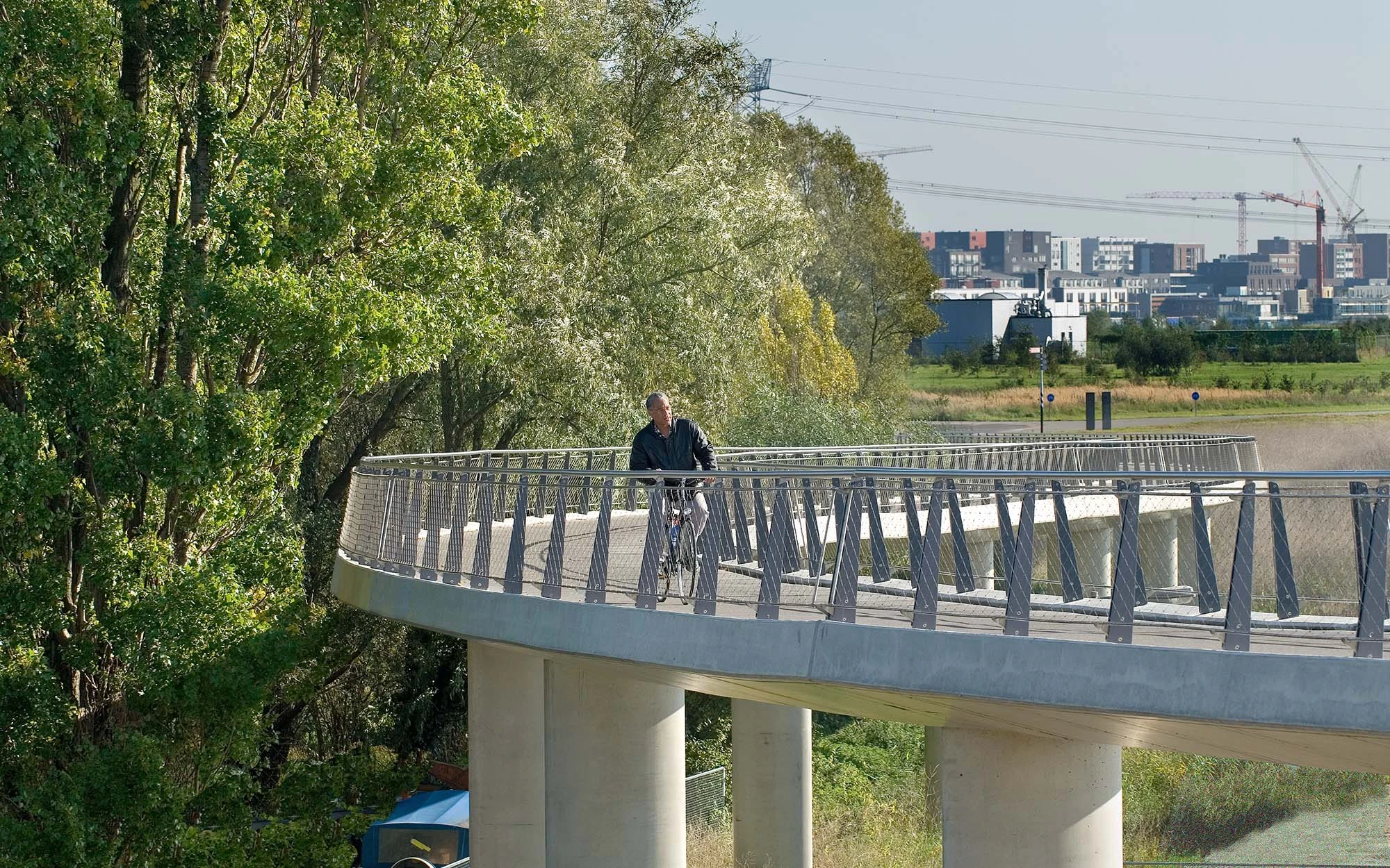 Section of bridge with cyclist