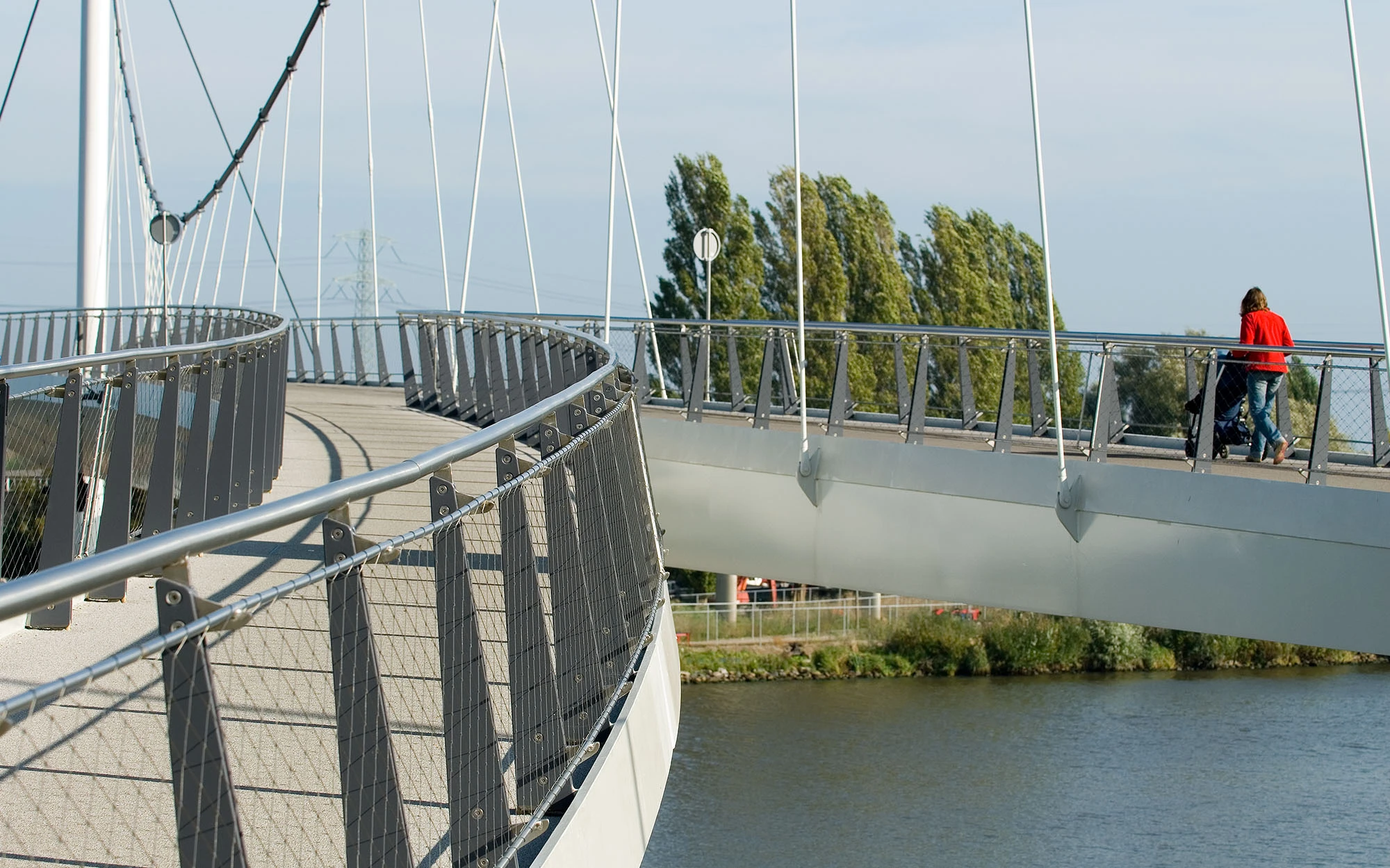 Section of bridge with cyclist