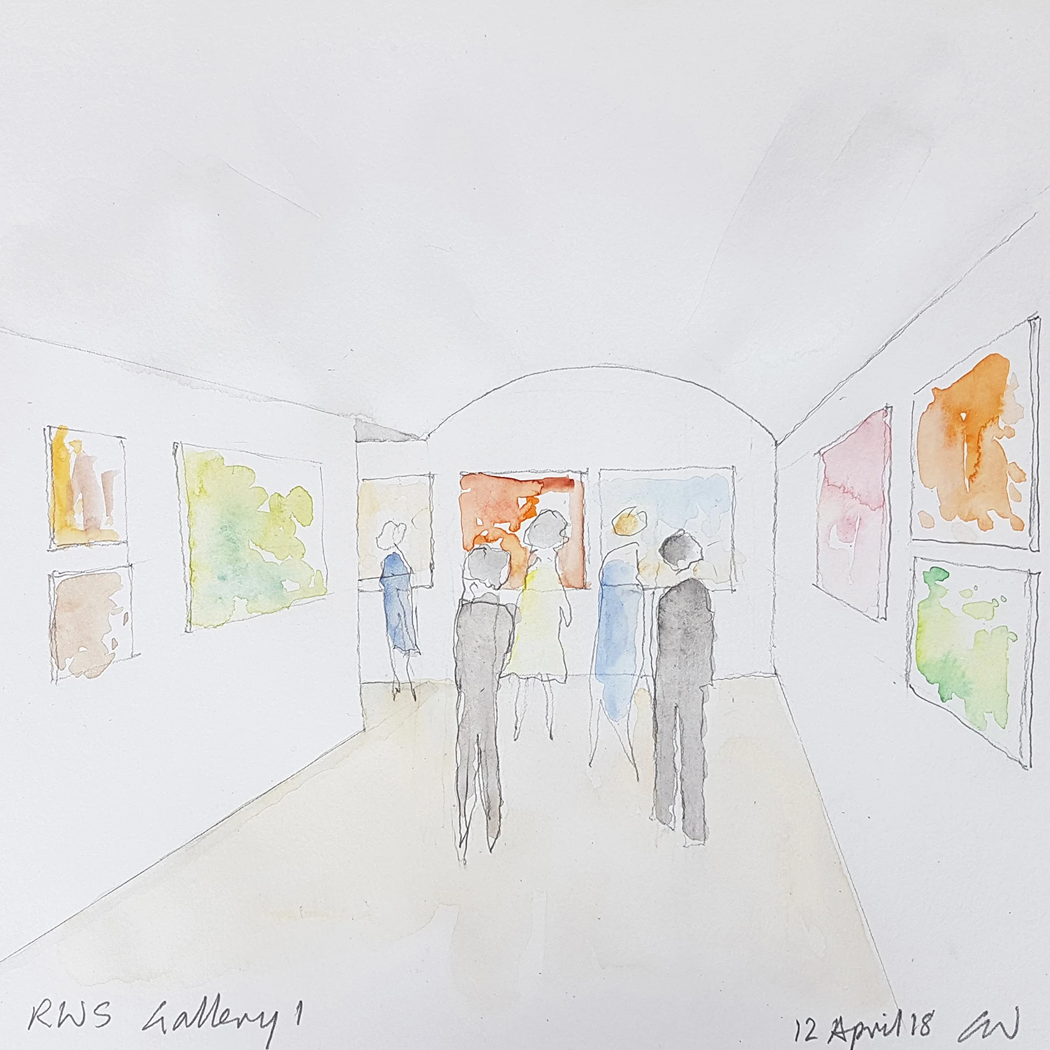 Watercolour concept sketch of RWS Gallery