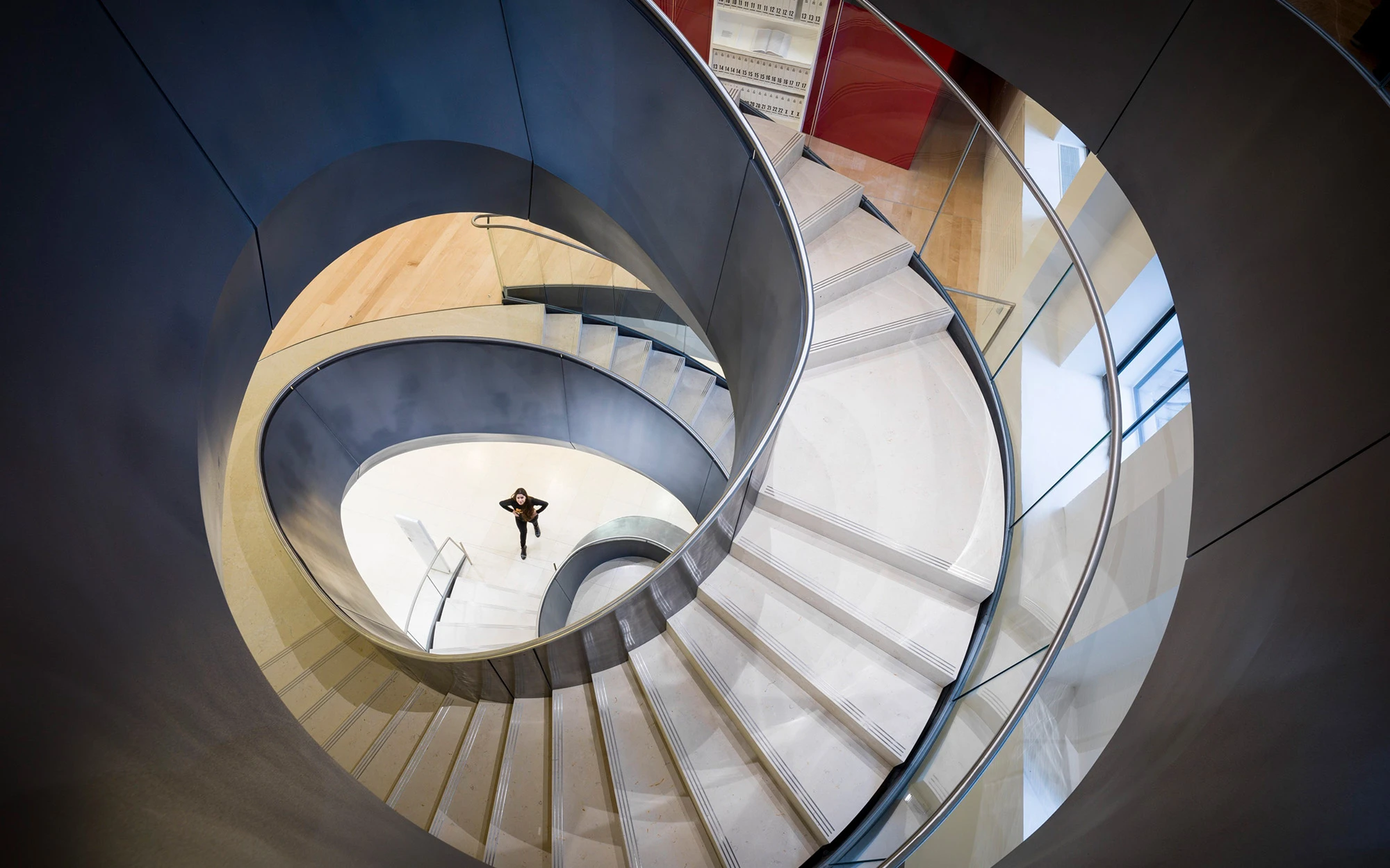 Interior spiral stairwell of the Wellcome Centre
